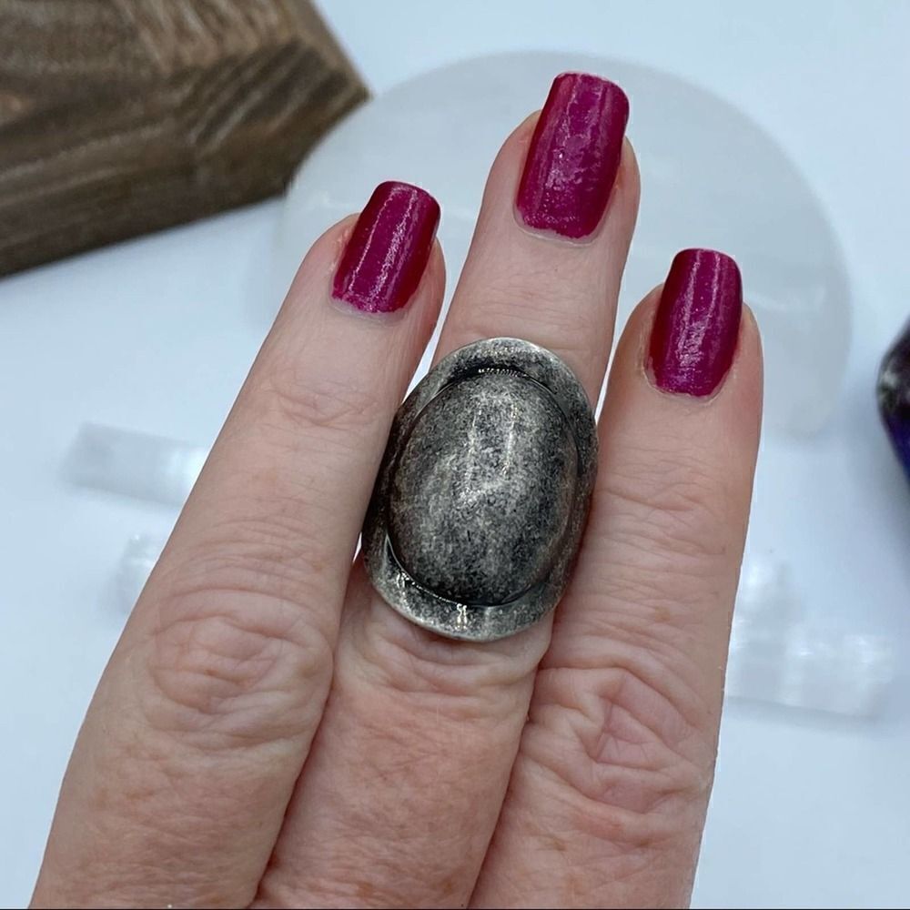 Ruthenium Brass Art Deco Dome Ring - Picture 6 of 8